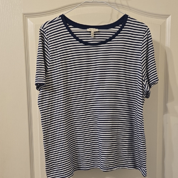Ella Moss Navy and White Striped Tee - Picture 1 of 6